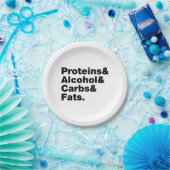 Macronutriënten. Eiwitten & Alcohol & Carbs & Vett Papieren Bordje (Feest)