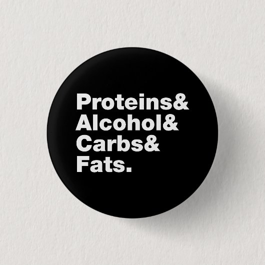 Macronutriënten. Eiwitten & Alcohol & Carbs & Vett Ronde Button 3,2 Cm (Voorkant)