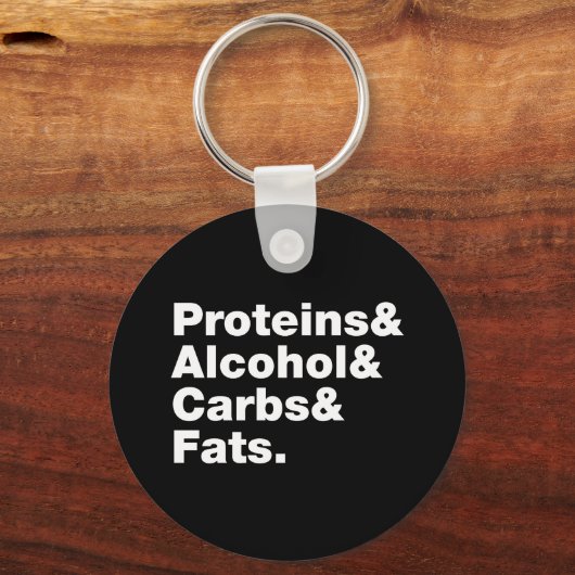 Macronutriënten. Eiwitten & Alcohol & Carbs & Vett Sleutelhanger (Achterkant)