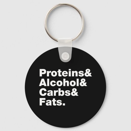 Macronutriënten. Eiwitten & Alcohol & Carbs & Vett Sleutelhanger (Achterkant)