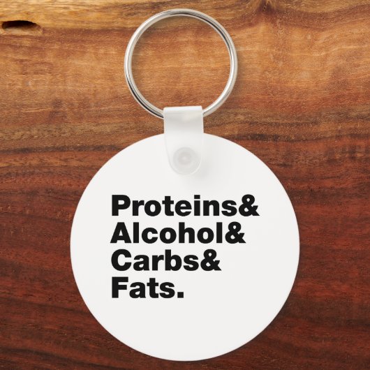 Macronutriënten. Eiwitten & Alcohol & Carbs & Vett Sleutelhanger (Achterkant)