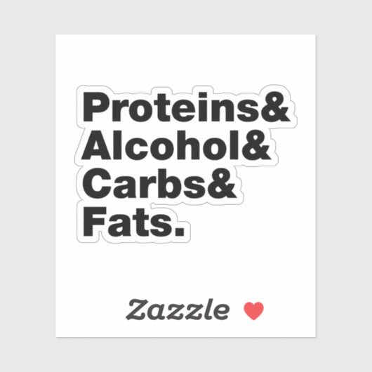 Macronutriënten. Eiwitten & Alcohol & Carbs & Vett Sticker (Vel)