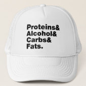 Macronutriënten. Eiwitten & Alcohol & Carbs & Vett Trucker Pet (Voorkant)