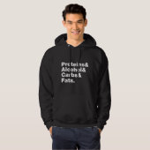 Macronutriënten. Eiwitten & Alcohol & Koolhydraten Hoodie (Voorkant volledig)