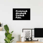 Macronutriënten. Eiwitten & Alcohol & Koolhydraten Poster (Thuiskantoor)