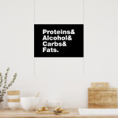 Macronutriënten. Eiwitten & Alcohol & Koolhydraten Poster (Keuken)
