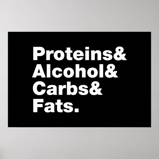 Macronutriënten. Eiwitten & Alcohol & Koolhydraten Poster (Voorkant)