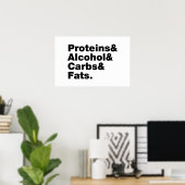 Macronutriënten. Eiwitten & Alcohol & Koolhydraten Poster (Thuiskantoor)