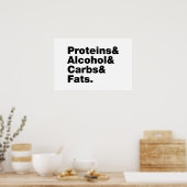 Macronutriënten. Eiwitten & Alcohol & Koolhydraten Poster (Keuken)