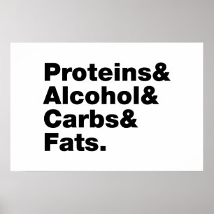 Macronutriënten. Eiwitten & Alcohol & Koolhydraten Poster