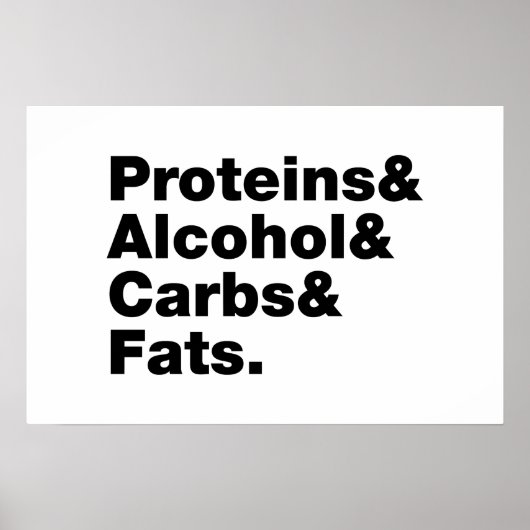 Macronutriënten. Eiwitten & Alcohol & Koolhydraten Poster (Voorkant)