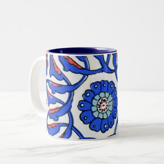 Macropatropatroon Turks - blauw Tweekleurige Koffiemok (Voorkant links)