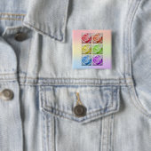 MacroregenboogRozen Vierkante Button 5,1 Cm (In situ)