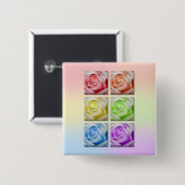 MacroregenboogRozen Vierkante Button 5,1 Cm (Voorkant /achterkant)