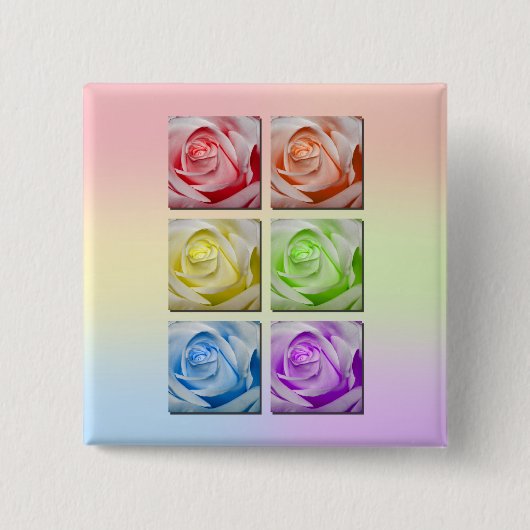 MacroregenboogRozen Vierkante Button 5,1 Cm (Voorkant)