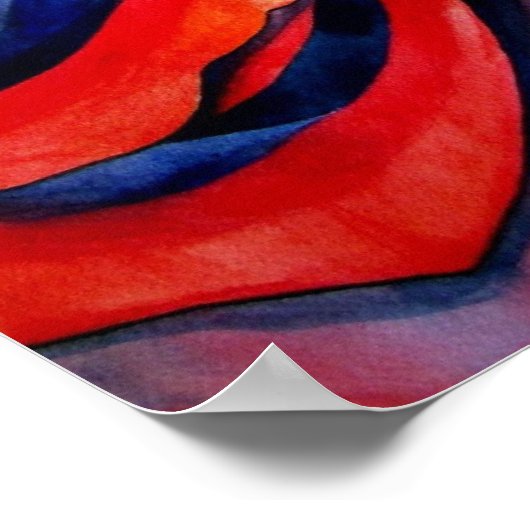 Macrorode rororozen abstracte waterverf poster (Hoek)