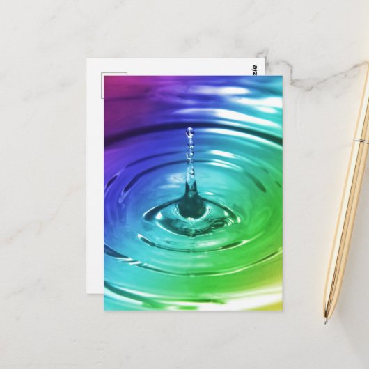 Macrowaterdruppel Briefkaart (Voorkant / Achterkant in situ)