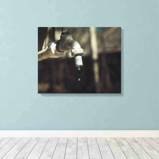 Macrowaterdruppel Canvas Afdruk (Insitu (Houten vloer))