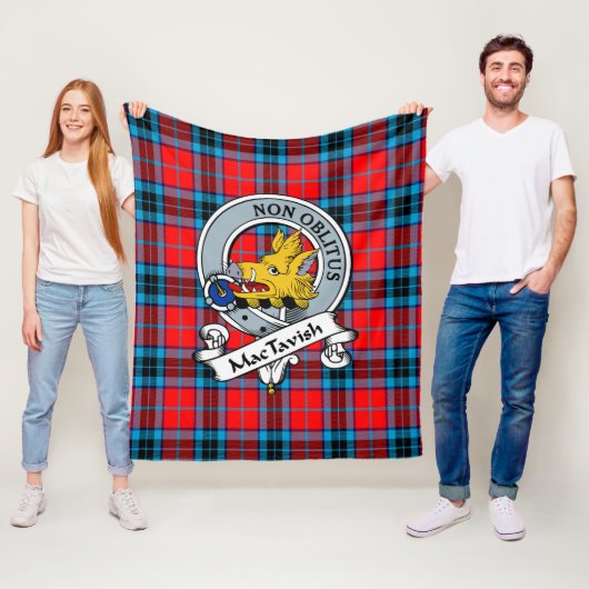 MacTavish Clan Badge Tartan Pset Fleece Deken (In situ)