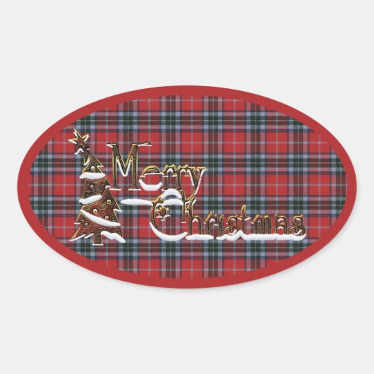 MacTavish Modern Original Scottish Tartan Ovale Sticker (Voorkant)