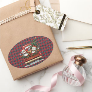 MacTavish Modern Schotse Tartan Kerstmis Ovale Sticker