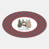 MacTavish Modern  Scottish Tartan Christmas Ovale Sticker (Voorkant)