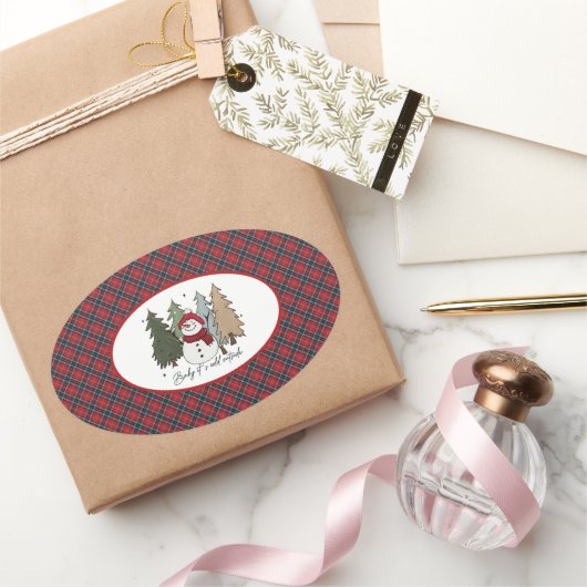 MacTavish Modern  Scottish Tartan Christmas Ovale Sticker (Geschenken)