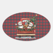MacTavish Modern Scottish Tartan Christmas Ovale Sticker (Voorkant)