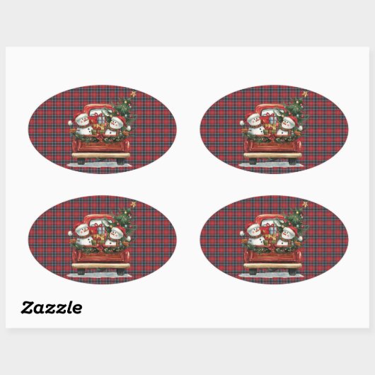 MacTavish Modern Scottish Tartan Christmas Ovale Sticker (Vel)