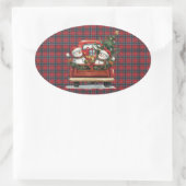 MacTavish Modern Scottish Tartan Christmas Ovale Sticker (Tas)