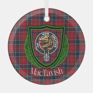 MacTavish Schotse Clan Tartan & Crest Glas Ornament