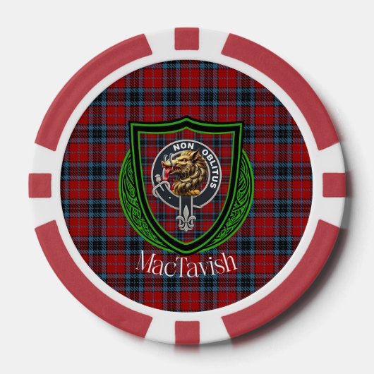 MacTavish Schotse Clan Tartan & Crest Poker Chips (Voorkant)