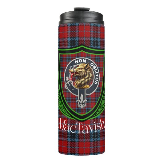 MacTavish Schotse Clan Tartan & Crest Thermosbeker (Voorkant)