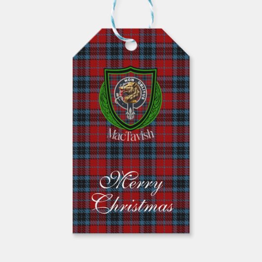 MacTavish Schotse Clan Tartan & Wapen Cadeaulabel (Voorkant)