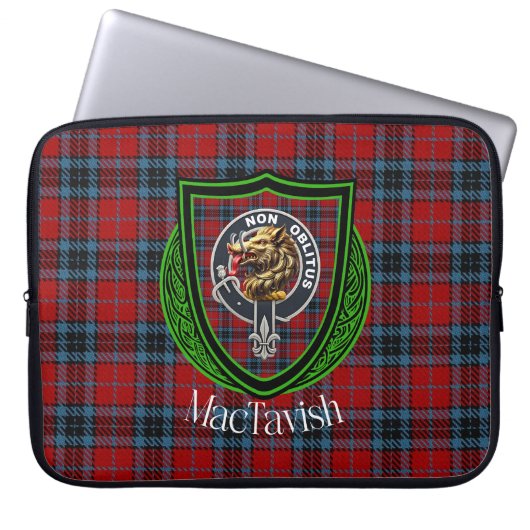 MacTavish Scottish Clan Tartan and Crest  Laptop Sleeve (Voorkant)