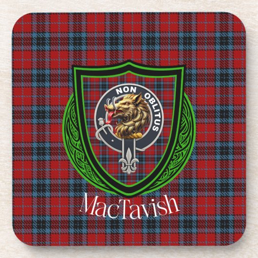 MacTavish Scottish Clan Tartan & Crest Bier Onderzetter (Voorkant)
