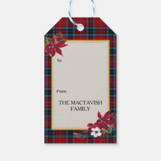 MacTavish Scottish Clan Tartan & Crest Cadeaulabel (Achterkant)