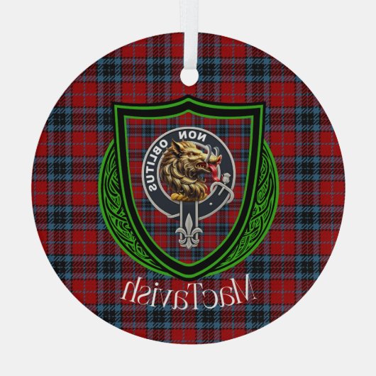 MacTavish Scottish Clan Tartan & Crest Glas Ornament (Achterkant)