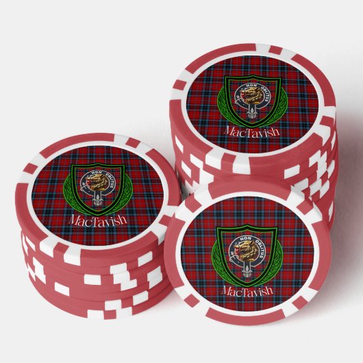 MacTavish Scottish Clan Tartan & Crest Poker Chips (Opstapeling)