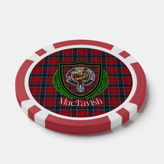 MacTavish Scottish Clan Tartan & Crest Poker Chips (Enkel)