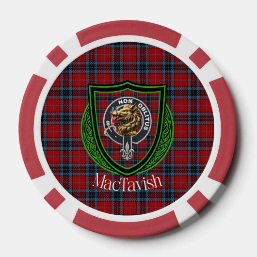 MacTavish Scottish Clan Tartan & Crest Poker Chips (Achterkant)