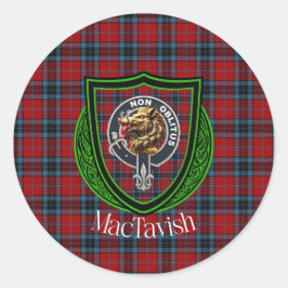 MacTavish Scottish Clan Tartan & Crest Ronde Sticker