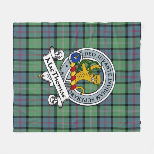 MacThomas Ancient Clan Badge Tartan Pset Fleece Deken (Voorkant (Horizontaal))