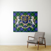 MacThomas Clan Badge & Unicorns w/Tartan Wandkleed (In Situ (horizontaal))