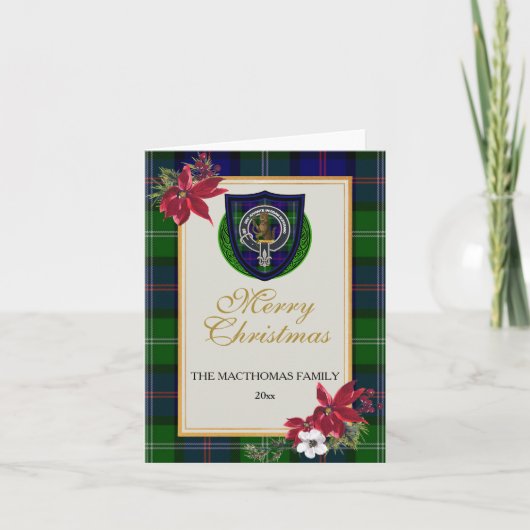 MacThomas Schotse Clan Tartan & Crest Kaart (Voorkant)