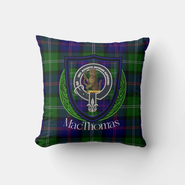 MacThomas Schotse Clan Tartan & Crest Kussen (Voorkant)