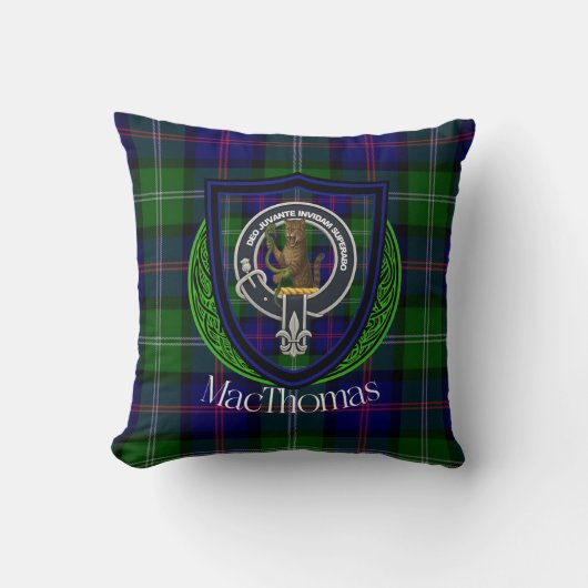 MacThomas Schotse Clan Tartan & Wapen Kussen (Voorkant)