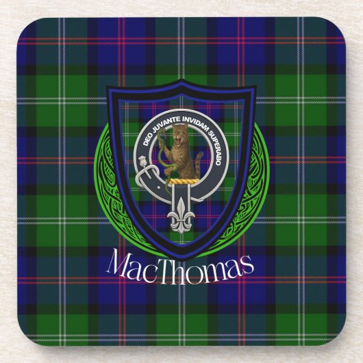 MacThomas Scottish Clan Tartan & Crest Bier Onderzetter (Voorkant)
