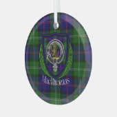 MacThomas Scottish Clan Tartan & Crest Glas Ornament (Voorkant links)