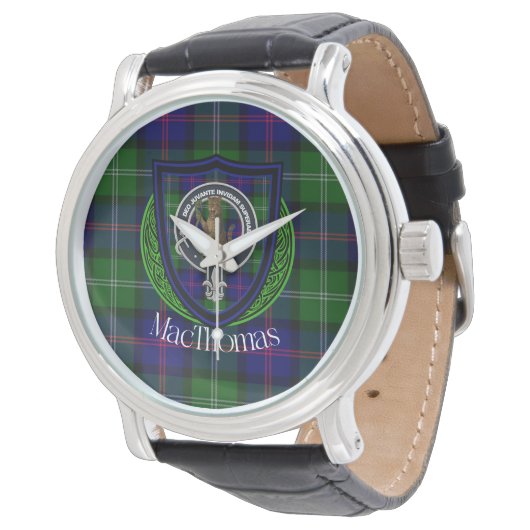 MacThomas Scottish Clan Tartan & Crest Horloge (Gekanteld)